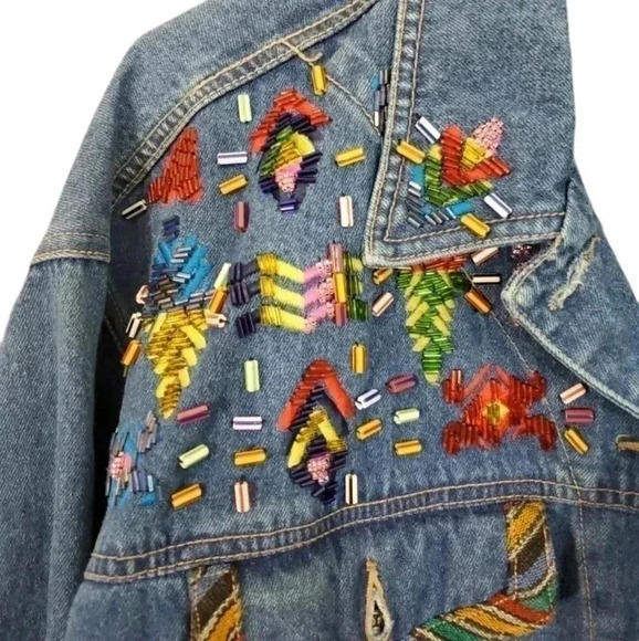 Denim Embroidered Bohemian Jacket - Size 8, Preloved, Excellent Condition* - Picture 6 of 7